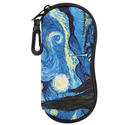 Afbeelding van MoKo Sunglasses Soft Case, [Ultra Lightweight] Neoprene Zippered Eyeglass Storage Case with Belt Clip for Eyewear, Frames, Carrying Pouch Makeup Bag Keys, Pencils, Cards Starry Night