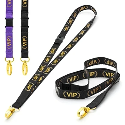 Afbeelding van CKB LTD Zwarte VIP LANYARDS Breakaway Veiligheid Lanyard Neck Strap Swivel Goud Kleur Metalen Clip voor ID Kaarthouder Pull Quick Release Ontwerp Pack van 10
