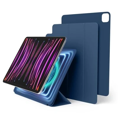 Afbeelding van elago Magnetische Folio Hoesje Compatibel met Ipad Pro 12.9 inch 6e,5e,4e Gen. Achterplaat kan Worden Bevestigd aan Metalen Materialen,Compatibel Apple Pencil en elago&#039;s Case (Blauw)