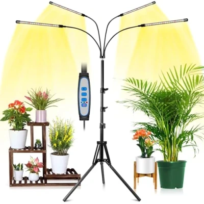 Afbeelding van wolezek Plantenlamp volledig spectrum, led groeilamp met standaard, 3000k 6500k 660nm vloerplantenlicht, plantenlamp, driepoot instelbaar 28 160 cm, timing 4/8/12 uur, 3 modi &amp; 10 traps helderheid