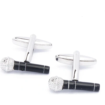 Afbeelding van Manchetknopen Microfoon Microphone Zwart en Zilver