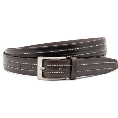 Afbeelding van JV Belts Sportieve donkerbruine pantalon riem heren en dames 3 cm breed Bruin Echt Leer Taille: 110cm Totale lengte riem: 125cm