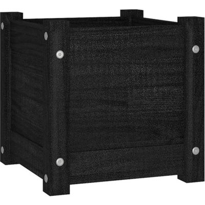 Afbeelding van Plantenbak 31x31x31 cm massief grenenhout zwart
