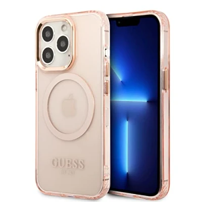 Afbeelding van Guess GUHMP13XHTCMP iPhone 13 Pro Max 6.7 roze/roze hardcase Gold Outline Translucent MagSafe