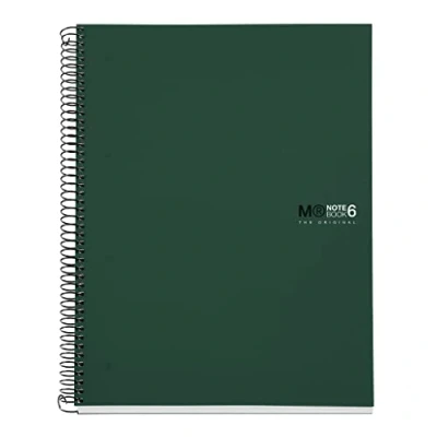 Afbeelding van Miquelrius The Original A4 notitieboek, 6 gekleurde strepen, ondoorzichtige omslag van polypropyleen, afmetingen 210 x 297 mm, 4 gaten, 150 vellen 70 g/m², geruit, 5 kaki