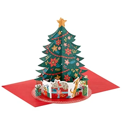 Afbeelding van Hallmark Paper Wonder Boxed pop up kerstkaarten, kerstboom (8 kaarten en enveloppen)