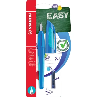 Afbeelding van Vulpen STABILO Easybuddy rechtshandig medium donkerblauw/lichtblauw blister à 1 stuk