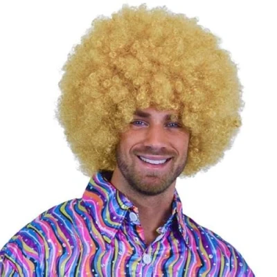 Afbeelding van Witbaard Pruik Super Afro Unisex Blond One size
