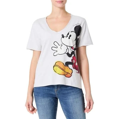 Afbeelding van Desigual Mickey Joker Tshirt print, Dames, Maat: XS, White