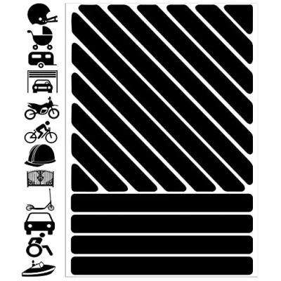 Afbeelding van Biomar Labs® Reflectoren reflecterende stickers folie zwart blad (16 stuks) zelfklevende fiets reflector veiligheidssticker D 77