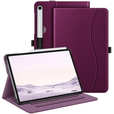 Afbeelding van Fintie Hoes voor Samsung Galaxy Tab S9 FE 10,9 inch/Tab 11 inch 2023 tablet, Multi Angle Folio beschermhoes met documentenvak en automatische slaap/waakfunctie, lila