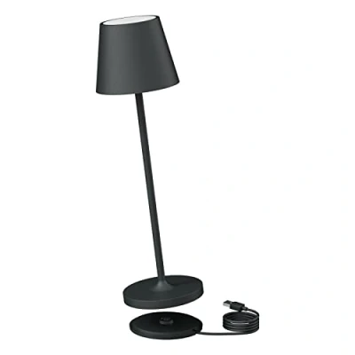 Afbeelding van K Bright oplaadbare tafellamp, 240 lm, dimbaar, led warme lichtkleur, IP54 voor binnen en buiten, met USB laadstation (antraciet)