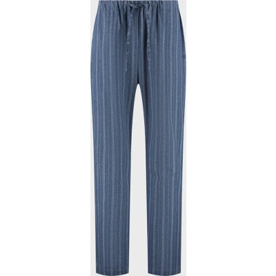 Afbeelding van Yumeko pyjamabroek heren velvet flanel denim blauw/wit stripe xl