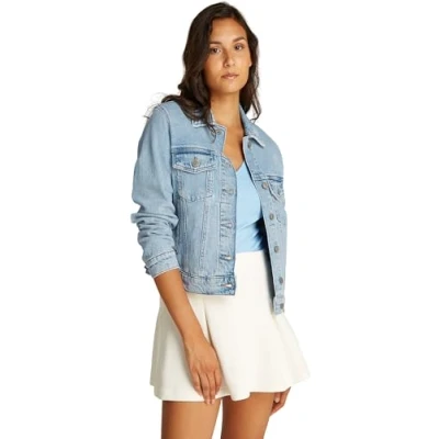 Afbeelding van Tommy Jeans Classic Trucker Spijkerjas, Dames, Maat: Small, Denim light