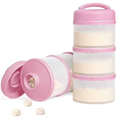 Afbeelding van Termichy melkpoeder portioneerder baby stapelbaar opbergdoos 2 stuks (babyroze 2)