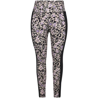 Afbeelding van Ulla Popken Sportlegging voor dames, grote maten, plus size, luipaardpatroon, sneldrogend, gerecycled, zwart, 32W x 32L