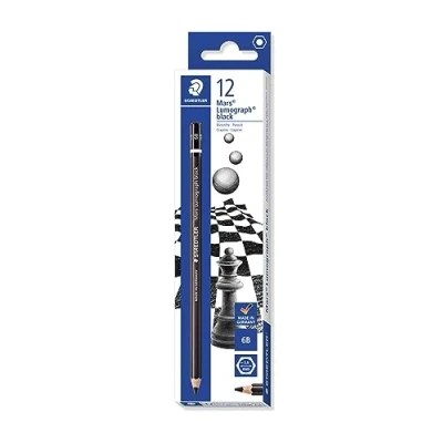 Afbeelding van STAEDTLER 100B 6B Mars Lumograph potlood premium kwaliteit hardheid 6B, 12 stuks in kartonnen etui, zwart