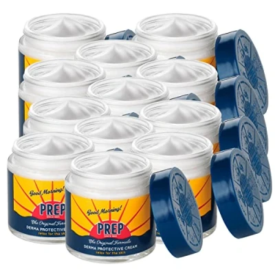 Afbeelding van 12 x PREP huidbeschermingscrème multifunctioneel voor geïrriteerde en rode huid tegen insectenbeten, vermoeidheid van de voeten roodheid door zon, verlichting het scheren, blikjes à 75 ml