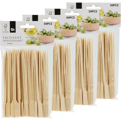 Afbeelding van 200x Bamboe houten sate prikkers/stokjes 15 cm prikkers (sate)