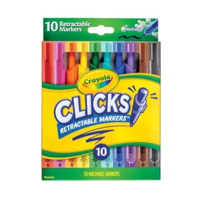Afbeelding van Crayola Washable Markers with Retractable Tips, Clicks, School Supplies, Art Markers, 10 Count