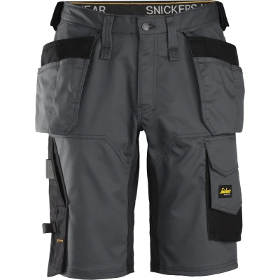 Afbeelding van Allroundwork, Stretch Loose Fit Korte Werkbroek Met Holsterzakken,Staal Grijs Zwart (5804),044
