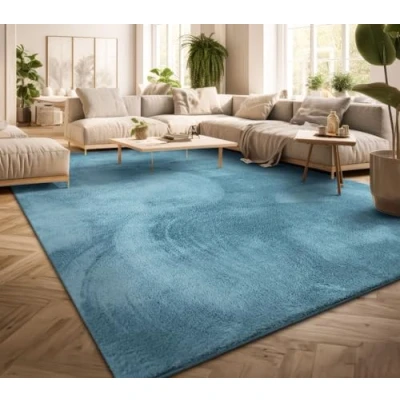 Afbeelding van Vloerkleed Woonkamer Laagpolig Eenkleurig Modern Design Wasbaar Geel Gold, Kleur: Lichtblauw Turquoise, Maat:200x280 cm