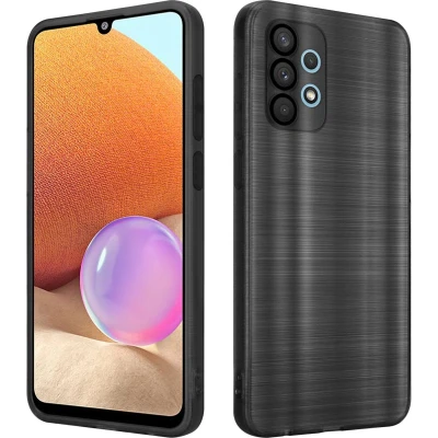 Afbeelding van Cadorabo Hoesje geschikt voor Samsung Galaxy A32 5G in Brushed Zwart Beschermhoes Case Cover van flexibel TPU silicone design