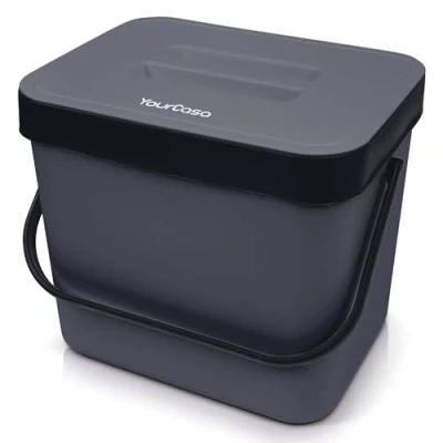 Afbeelding van YourCasa® Biologische afvalemmer voor de keuken, 7 liter, met houder, zeef en deksel, compostemmer vaatwasmachinebestendig, bio afvalbak, afvalemmer, biologisch
