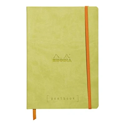Afbeelding van Rhodia 117746C notitieboekje Goalbook (DIN A5, 14,8 x 21 cm, dot, praktisch en trendy, met zacht deksel, 90 g, ivoorkleurig papier, 120 vellen, elastiek, bladwijzer), 1 stuk, anijsgroen