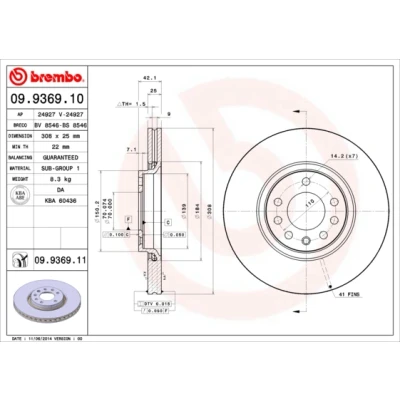 Afbeelding van Brembo Remschijf 09.9369.10