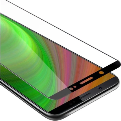 Afbeelding van Cadorabo Screenprotector geschikt voor Vivo V7 PLUS Volledig scherm pantserfolie Beschermfolie in TRANSPARANT met ZWART Gehard (Tempered) display beschermglas 9H hardheid 3D Touch