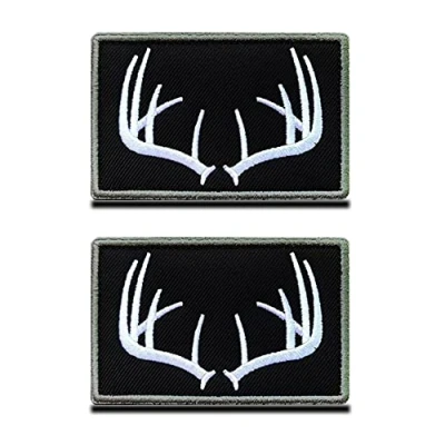 Afbeelding van Zcketo Tactische klittenband patch boswachters jager wapen badge bos jacht opzier hert gewei embleem patches met klittenbandsluiting voor rugzak, muts, jas, vest (2 stuks)