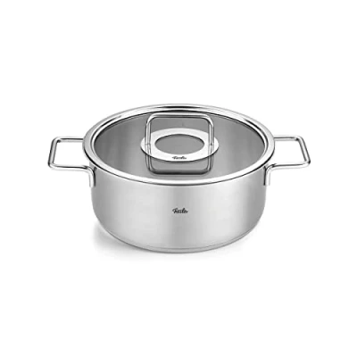 Afbeelding van Fissler Pure Collection/RVS braadpan (Ø 24 cm, 3,9 l) potten incl. glazen deksel, binnenschaalverdeling inductie