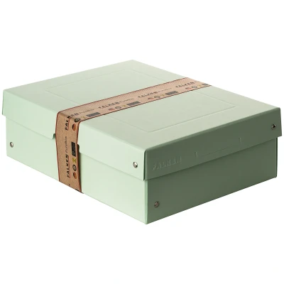 Afbeelding van Originele FALKEN PureBox pastel. Made in Germany. 100 mm hoog DIN A4 groen. Opbergdoos met deksel van stevig karton Vegan geschenkdoos transportdoos doos multifunctionele