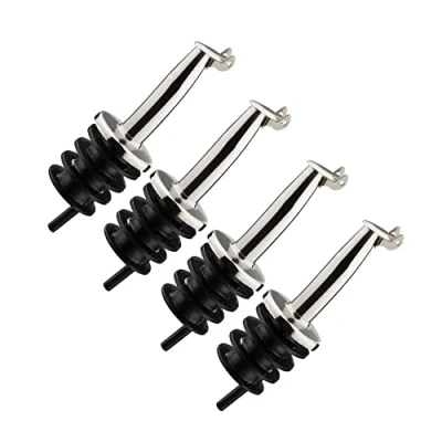 Afbeelding van Westmark 4 schenktuiten voor flessen met sterke drank/olie, klep, luchtslang, metaal/roestvrij staal, kunststof kurk, Inox Gastro, zilver, 468222E3