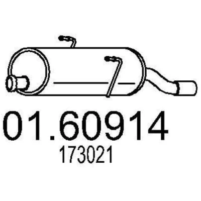 Afbeelding van MTS 01.60914 Einddemper 750mm PEUGEOT: 206 Hatchback