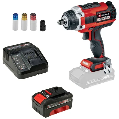 Afbeelding van Einhell Power X Change IMPAXXO 18/400 + 4,0 Ah PXC Starter Kit 4326441 Accu slagmoersleutel 400 Nm 18 V Aantal meegeleverde accus: 1 4.0 Li ion Incl. accu,