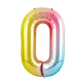 Afbeelding van Cijfer Ballonnen Ballon 0 70cm Regenboog Folie Opblaas Cijfers Verjaardag 10, 20, 30, 40, 50, 60, 70, 80, 90 jaar Versiering