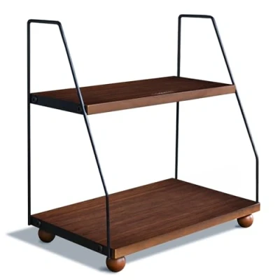 Afbeelding van Koffiestation organizer, houten koffiebar accessoires organizer voor aanrecht, 2 laags kast plank kleine koffiecaddy thee aanrechtblad opslag keuken, thuis, kantoor, roodbruin