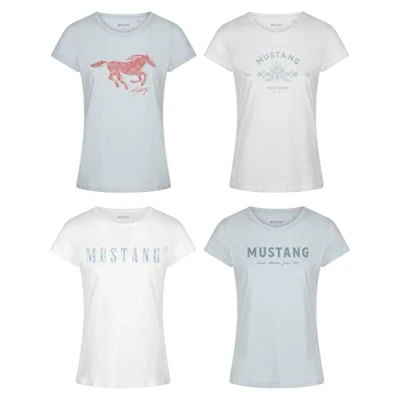 Afbeelding van Mustang Alexia C LOGO Tshirt print türkis, Dames, Maat: Medium, Türkis