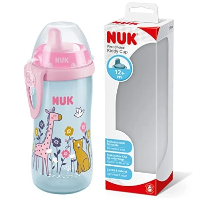 Afbeelding van NUK Drinkfles Kiddy Beker 300 ml, giraffe roze