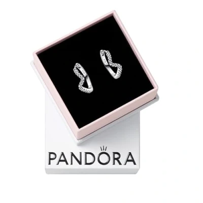 Afbeelding van Pandora 292545C01 Oorringen Sparkling Wave Hoop zilver zirconia wit