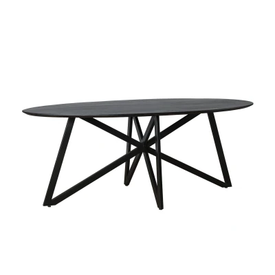 Afbeelding van Livingfurn Eettafel Oslo Ovaal Zwart 200 cm Web Poot Hout