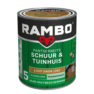Afbeelding van Rambo Pantserbeits Schuur &amp; Tuinhuis Transparant Zijdeglans Lichteiken 1202 0,75 liter