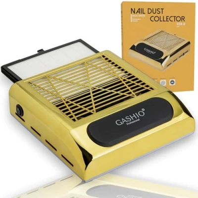 Afbeelding van GASHIO® nagelstofzuiger, efficiënte professionele stofzuiger voor gelnagels, stofverzamelaar met HEPA filter, 80 W, goud