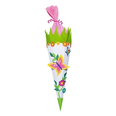 Afbeelding van Ursus 9850016 schultüte knutselset vlinder, zeshoekig, hoogte ca. 68 cm, diameter 20 inclusief handleiding (mogelijk niet beschikbaar in het Nederlands) en sjabloonboog, om zelf te