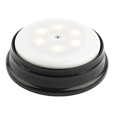 Afbeelding van Ideen mit Herz Draaiplateau met lichtvoet, werkt op batterijen, ledverlichting, timerfunctie, presentatiebord (sokkel: zwart, licht: warmwit)