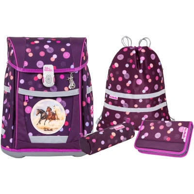 Afbeelding van McNeill Schooltas Tenero Schoolbag Set 5 delig Ruby (rood)paars