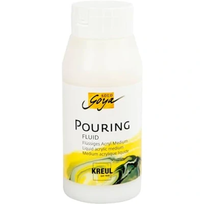 Afbeelding van KREUL 87210 Solo Goya Pouring Fluid Acrylmedium op waterbasis 750 ml flacon Geschikt voor druppel en giettechnieken Optimaliseert de vloeibaarheid van acrylverven