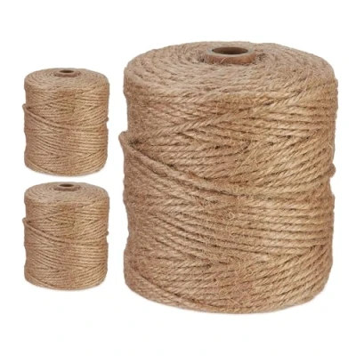 Afbeelding van Relaxdays jute touw 3 mm x 100 m set van koord paktouw decoratie buiten